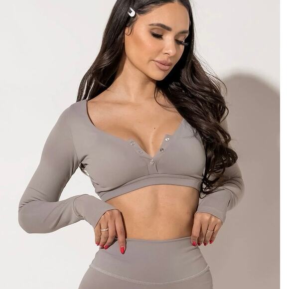 Agent84 Kona Long Sleeve Henley Crop Buttersoft in Clay Sz. S/M - Picture 1 of 5